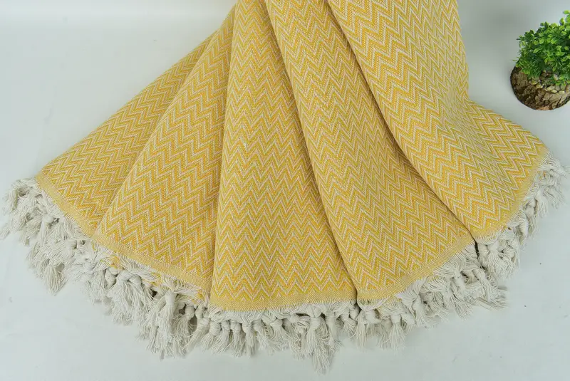Bachelorette Party Items, Tablecloth, Family Gift Basket, Personalized Blanket, Bedspread, 76x64 Cotton Zig zag Towel, Wedding Day Gift For Bride - 4