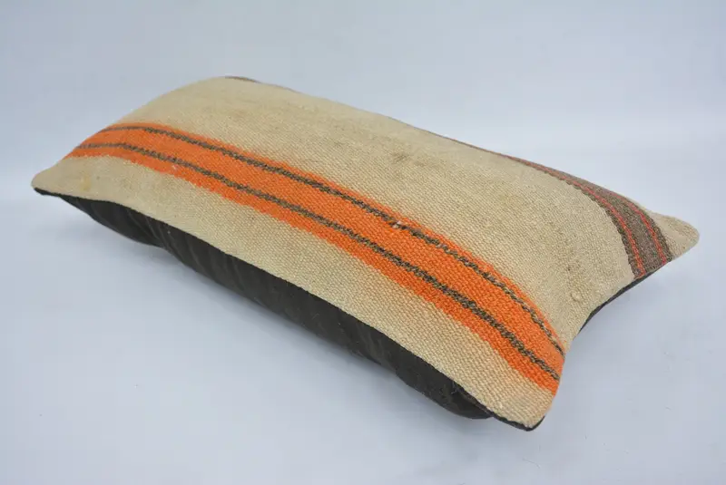 Art Deco Cushion, Pillow for Sofa, Kilim Cushion Sham, Pet Cushion, Pillow, Pillow for Couch, 12x24 Beige Cushion, Patio Pillow Sham - 6