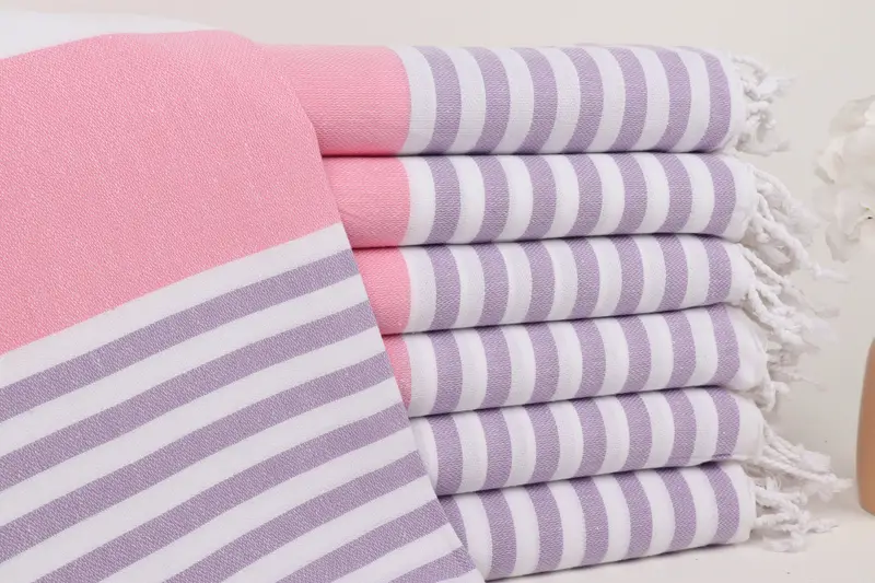 Kişiselleştir Hediye Pembe-Lila Çizgili Havlu 40x71 İnç