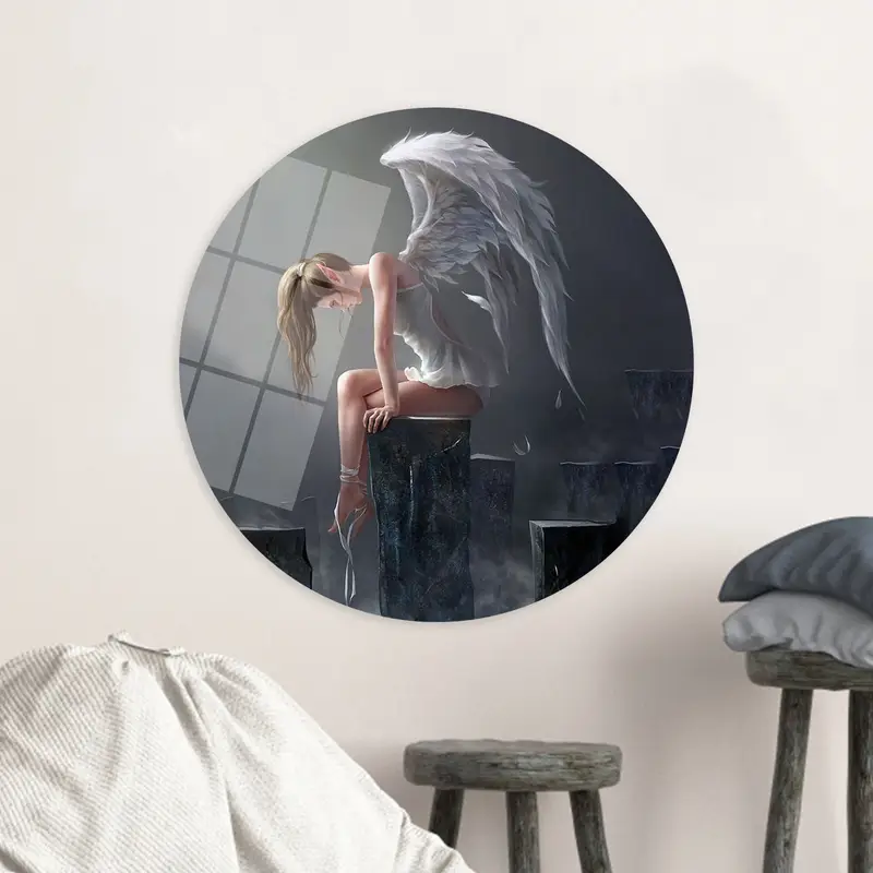 エレガントな翼のある女性のキャンバス: トレンディで芸術的な室内装飾