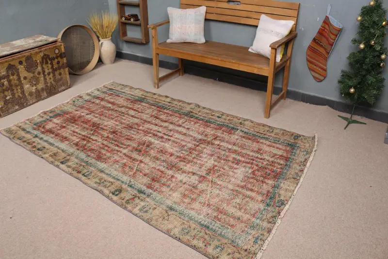 レッドオンブレラグ、4.3x7.4フィートのシックでモダンな装飾