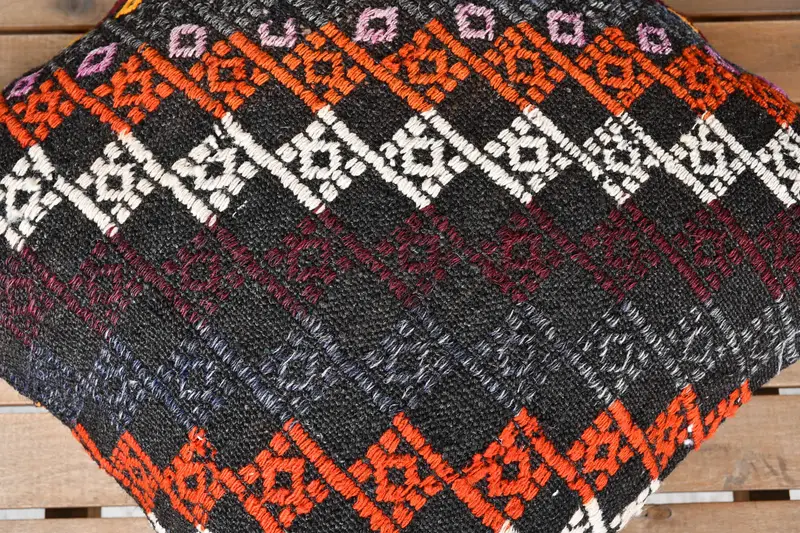 Sustainable Pillow Sham, 18x18 Orange Cushion Cover, Vintage Kilim Pillow, Pillow for Sofa, Gift Pillow, Designer Throw Pillow Sham, Cushion Case - 4