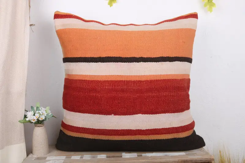 Vintage Pillow, Home Decor Pillow, Pillow, Pillow for Couch, Vintage Kilim Pillow Cushion Cover, 28x28 Orange Cushion Case, Tribal Cushion Case - 2