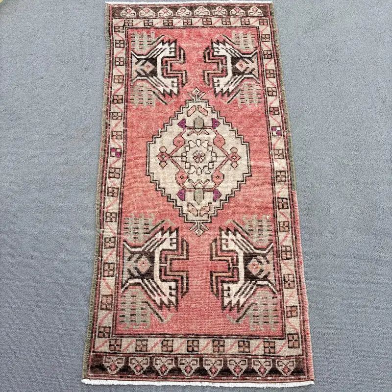 0,1x3,3 ft Halı, Canlı Turuncu Oryantal Tasarım