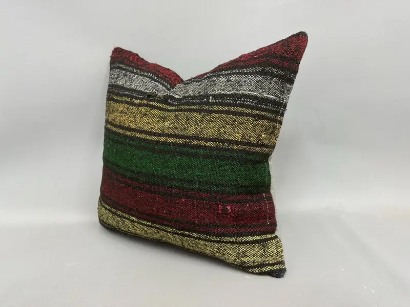 Pillow Sham, Kilim Cushion Sham, 20x20 Red Cushion, Turkish Rugs Pillow Cover, Turkish Kilim Pillow, Throw Kilim Pillow, Farmhouse Cushion Cover - 3