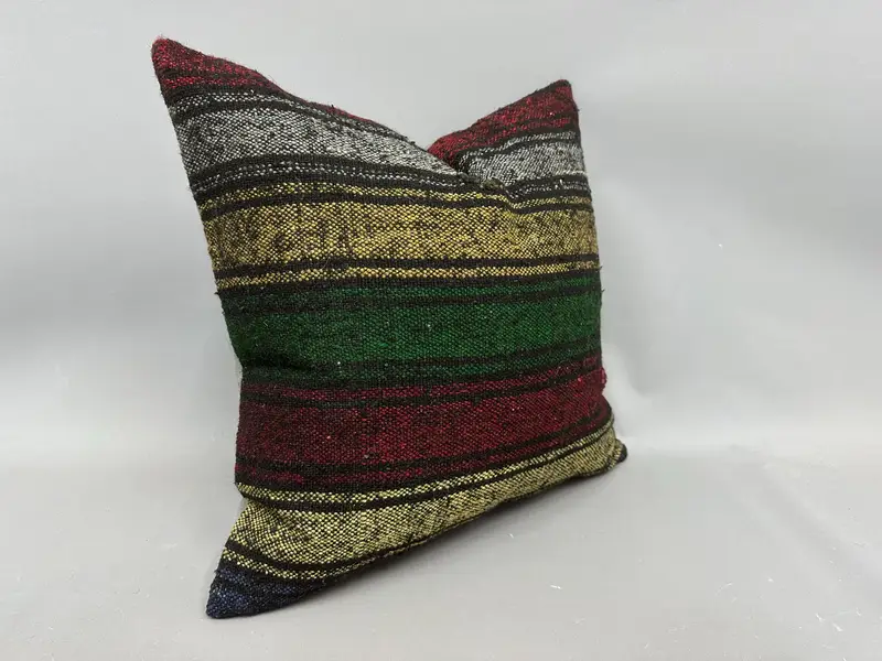Pillow Sham, Kilim Cushion Sham, 20x20 Red Cushion, Turkish Rugs Pillow Cover, Turkish Kilim Pillow, Throw Kilim Pillow, Farmhouse Cushion Cover - 2