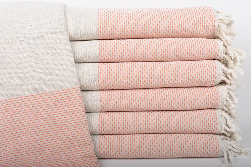 Polka Dot Orange Cotton Blanket, Monogram Beach Blanket, 95x95 Inches
