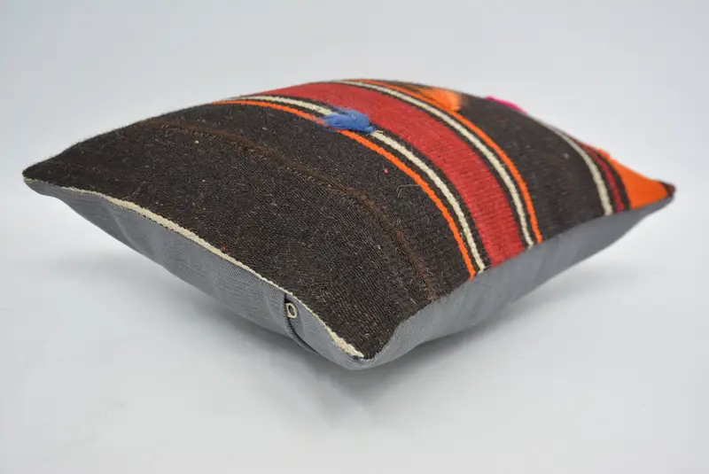 14x14 Brown Cushion, Vintage Kilim Throw Pillow, Cushion, Antique Pillows, Vintage Pillow, Sustainable Cushion, Boho Chic Cushion Case - 6