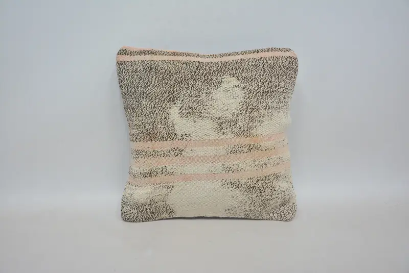 Patio Pillow Case, Ethnical Kilim Rug Pillow, 12x12 Brown Cushion, Boho Pillow, Pillow Sham, Meditation Pillow Case, Gift Pillow - 1
