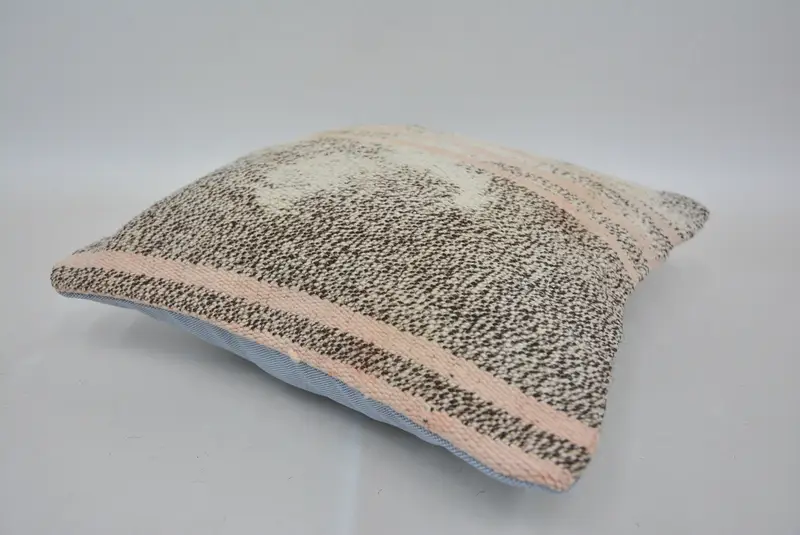 Patio Pillow Case, Ethnical Kilim Rug Pillow, 12x12 Brown Cushion, Boho Pillow, Pillow Sham, Meditation Pillow Case, Gift Pillow - 6