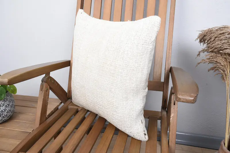Boho Pillow, Home Decor Pillow, 18x18 Beige Pillow Sham, Antique Pillows, Ottoman Pillow Cover, Pillow Case, Colorful Cushion Cover - 3