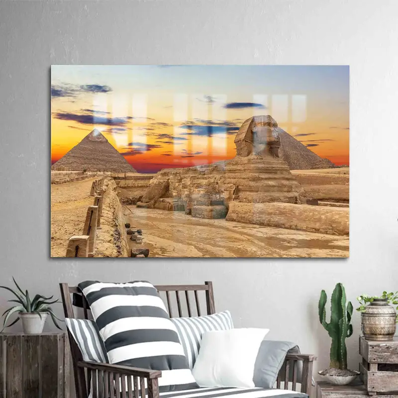 エレガントなプリントガラス：エジプトの大ピラミッドの眺め