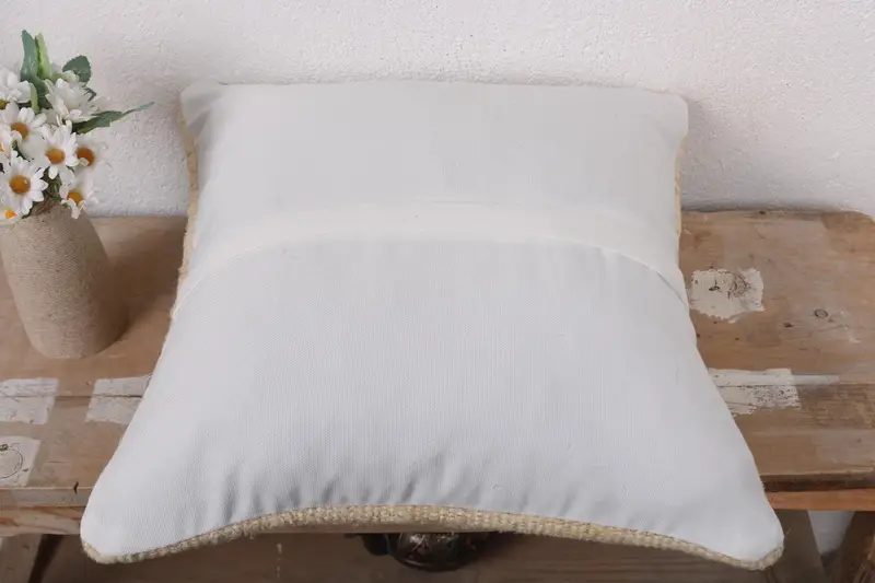 Vintage Kilim Pillow, Nautical Throw Cushion, Cushion, Cozy Throw Pillow Cover, 16x16 Beige Pillow Case, Pillow for Couch, Kilim Cushion Sham - 7