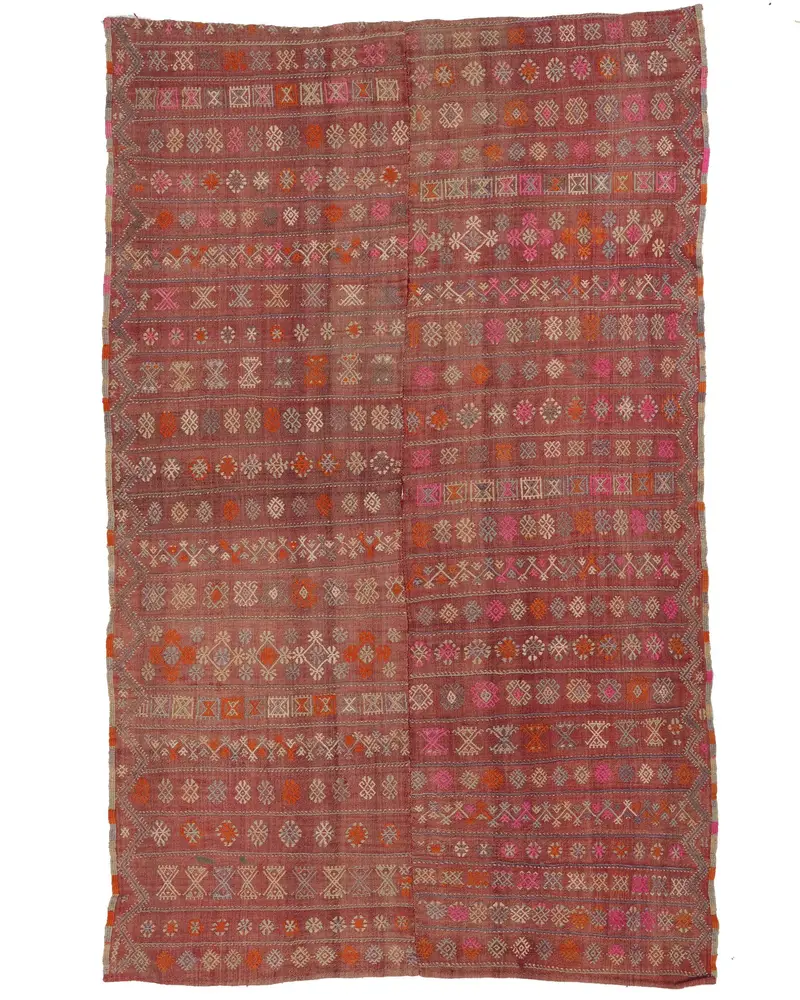 Zarif Kahverengi Halı, Pembe Desenli 5,6x8,8 ft