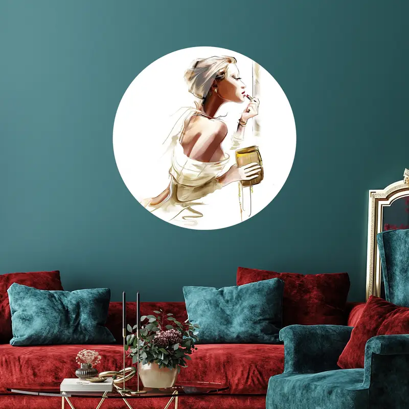 Elegant Canvas Print: Woman Applying Lipstick, Fashion Art