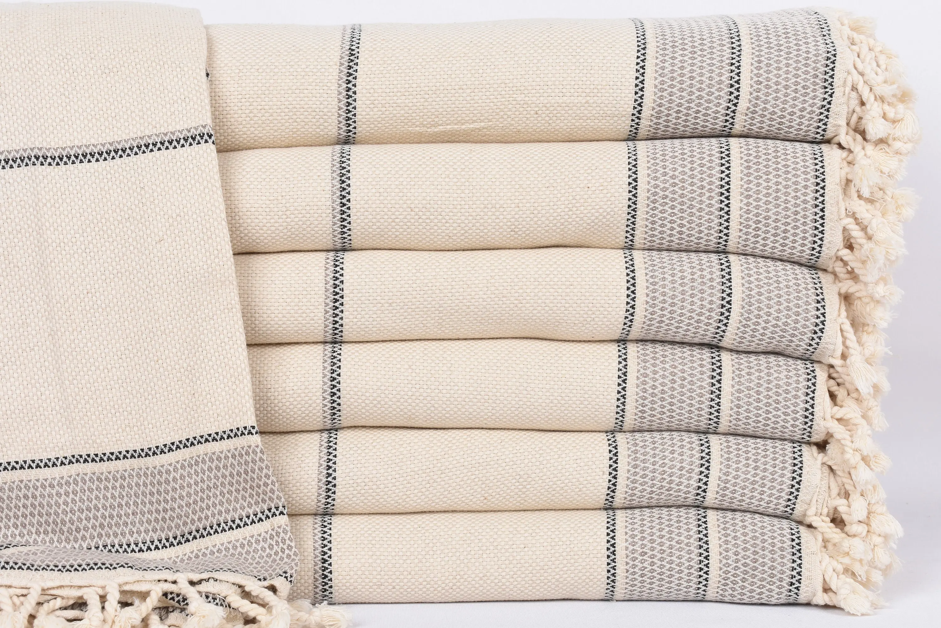Boho Throw Blankets, 103x95 Brown Striped Throw, Turkish Blanket - 1