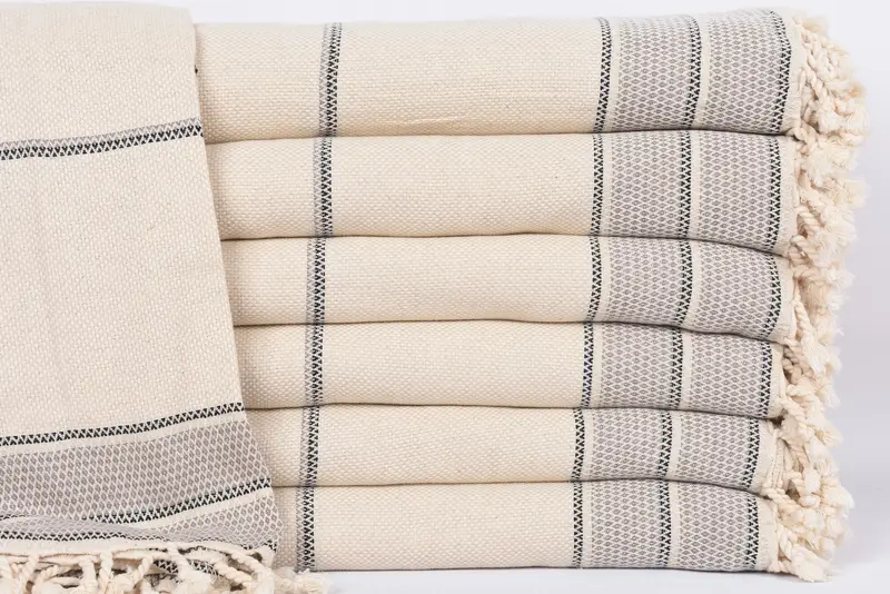 Boho Throw Blankets, 103x95 Brown Striped Throw, Turkish Blanket