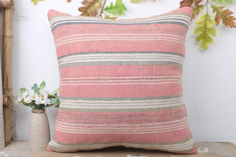 Handmade Kilim Cushion, 20x20 Red Pillow, Boho Chic Cushion Cover, Gift Pillow, Vintage Pillow, Seat Cushion Cover, Cushion Case, Garden Pillow Sham - 2