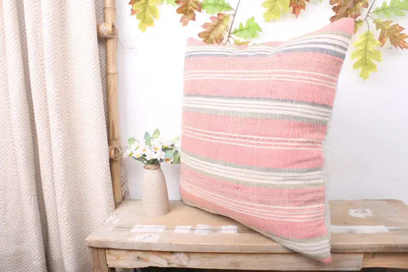 Handmade Kilim Cushion, 20x20 Red Pillow, Boho Chic Cushion Cover, Gift Pillow, Vintage Pillow, Seat Cushion Cover, Cushion Case, Garden Pillow Sham - 4
