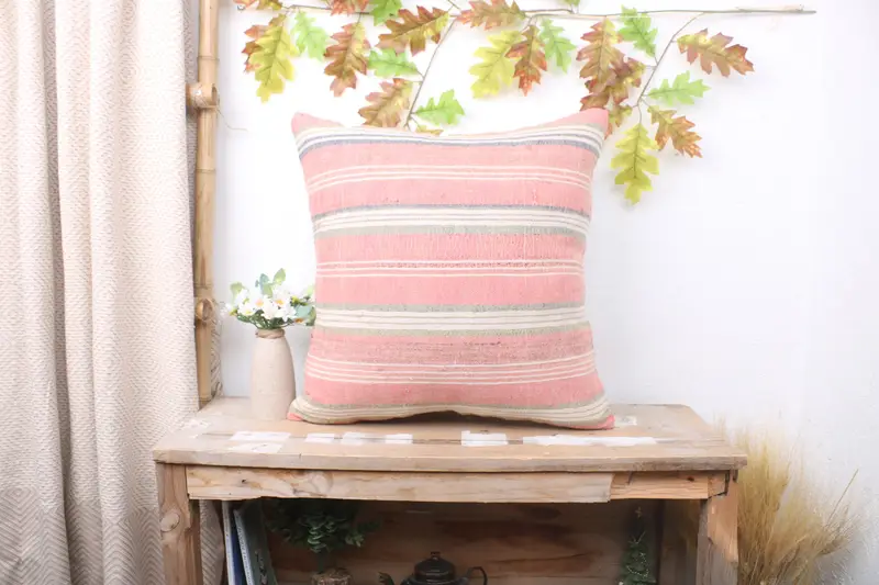 Handmade Kilim Cushion, 20x20 Red Pillow, Boho Chic Cushion Cover, Gift Pillow, Vintage Pillow, Seat Cushion Cover, Cushion Case, Garden Pillow Sham - 1