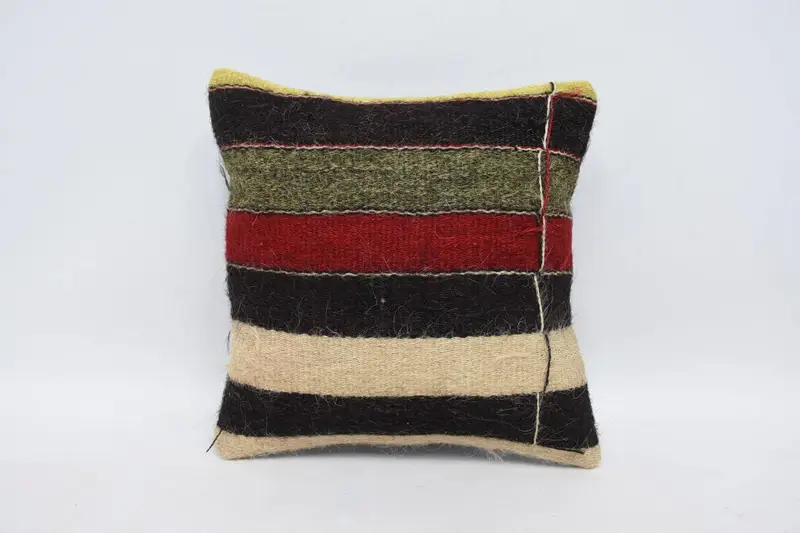 Vintage Antique Brown Cushion Case, Couch Striped 14x14 inch Pillow Case - 1