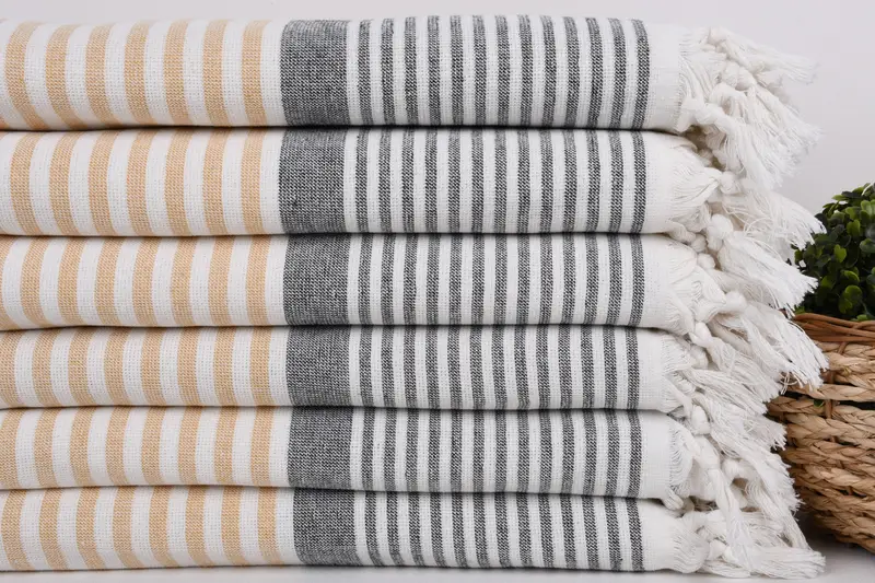 68x40 Cotton Striped Terry Towel, Yoga Towel, Handmade Turkish hammam towel, Bath towel, Valentines Gift, Best Friend Gift, Turkish Towel Beach - 2