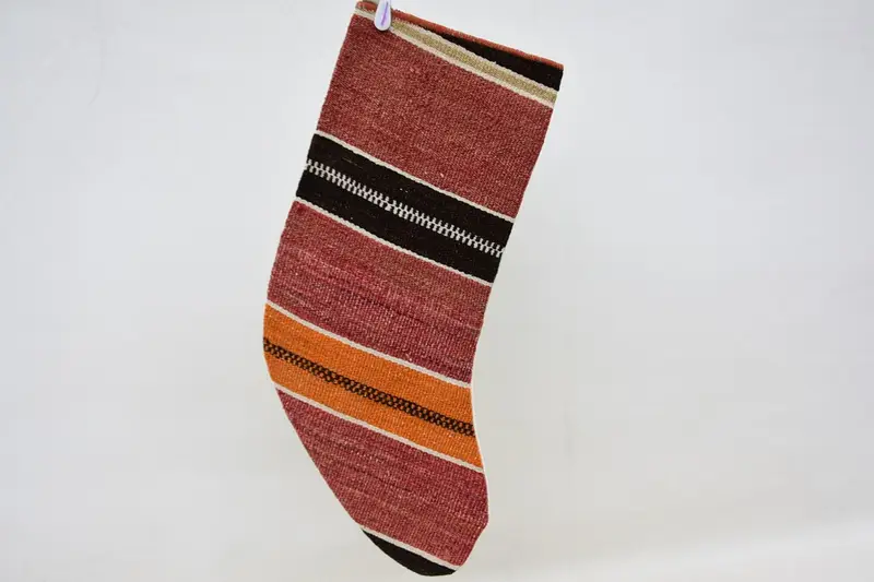 Festive Red and Orange Stocking, 15.7 Inch Christmas Stocking