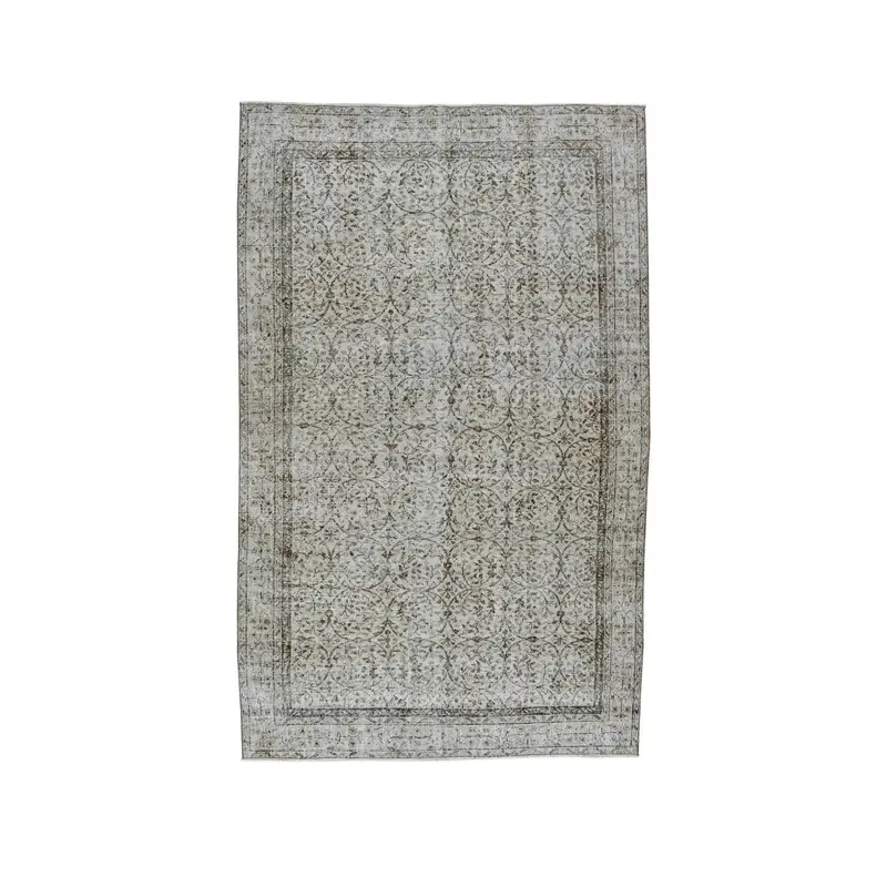 Vintage Turkish Rug, 6.4x10.3 ft Oushak Rug, Gray Brown Oriental Rug - 1
