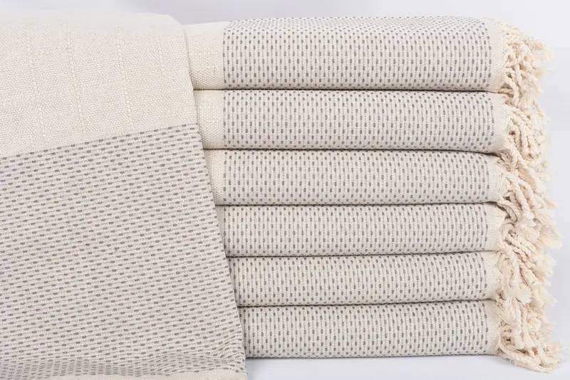 Brown Polka Dot Turkish Bath Towel, Organic Cotton, 70x40 Inches