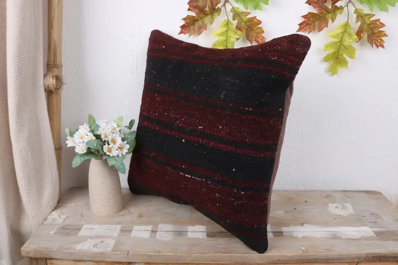 16x16 Red Pillow Sham, Turkish Kilim Pillow, Antique Pillows, Pillow Sham, Outdoor Throw Pillow Case, Kilim Pillow, Traditional Pillow Sham - 4