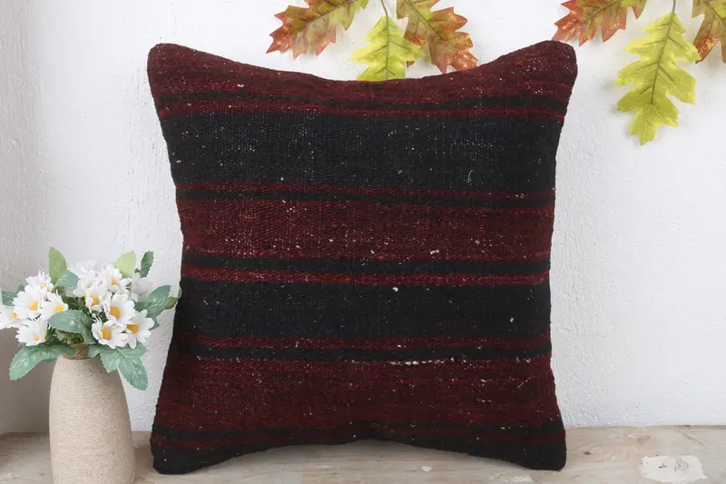 16x16 Red Pillow Sham, Turkish Kilim Pillow, Antique Pillows, Pillow Sham, Outdoor Throw Pillow Case, Kilim Pillow, Traditional Pillow Sham - 2
