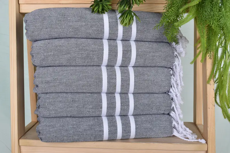 Bathroom Towels, Monogram Kitchen Towel, 40x18 Cotton Striped Towel, Organic Tea Towel, Personalized Gift For Him, Embroidery Towel, Wedding Favors - 1