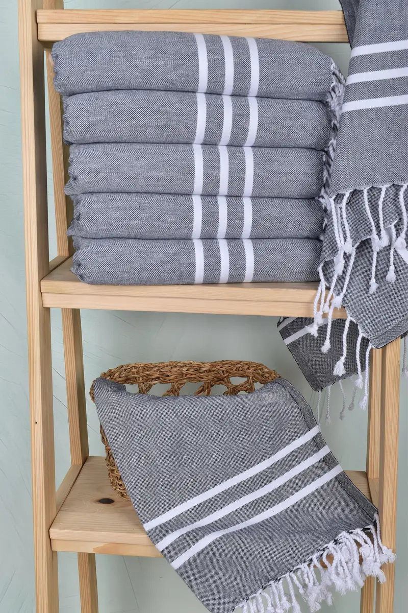 Bathroom Towels, Monogram Kitchen Towel, 40x18 Cotton Striped Towel, Organic Tea Towel, Personalized Gift For Him, Embroidery Towel, Wedding Favors - 3