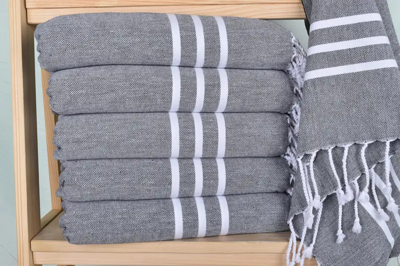 Bathroom Towels, Monogram Kitchen Towel, 40x18 Cotton Striped Towel, Organic Tea Towel, Personalized Gift For Him, Embroidery Towel, Wedding Favors - 2