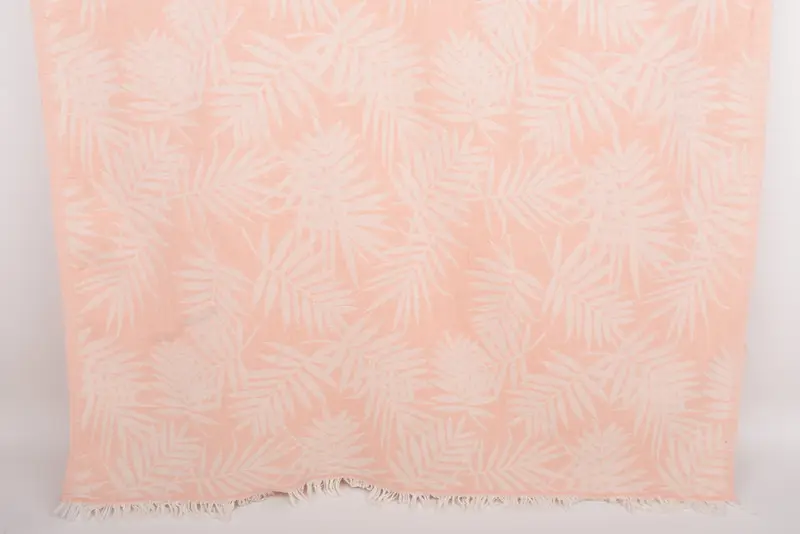 Floral Patterned Coral Cotton Turkish Bath Towel, 40x63 Inches