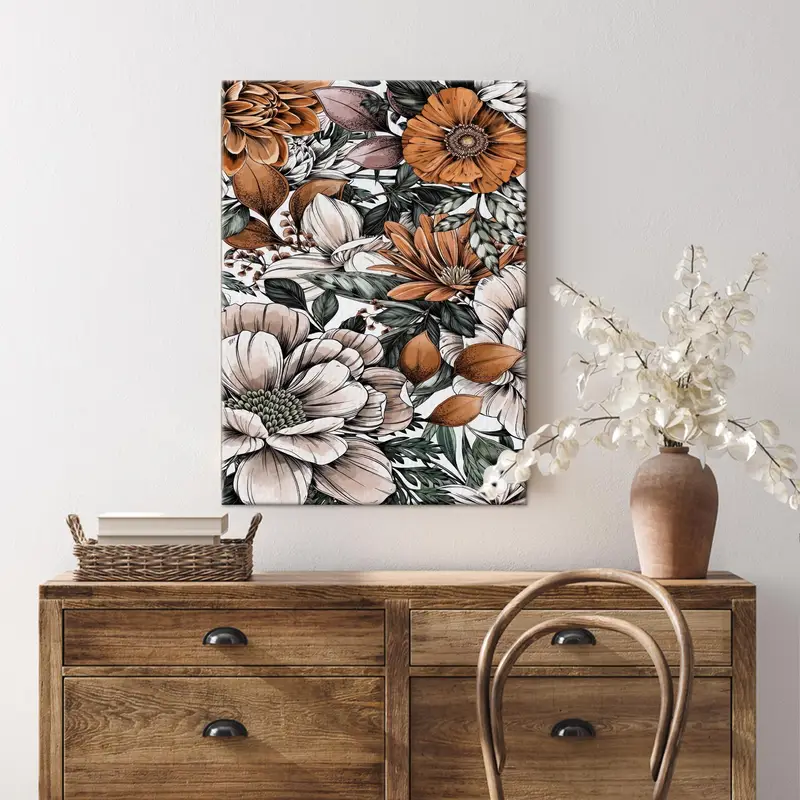 Farmhouse Art, Gradient Colors Art, Trendy Wall Decor, Luxury Canvas Art, Fashion Wall Art, Flowers Pattern Art, Home Decor Art, Canvas Art - 1