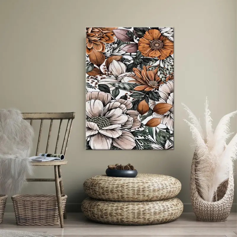 Farmhouse Art, Gradient Colors Art, Trendy Wall Decor, Luxury Canvas Art, Fashion Wall Art, Flowers Pattern Art, Home Decor Art, Canvas Art - 3