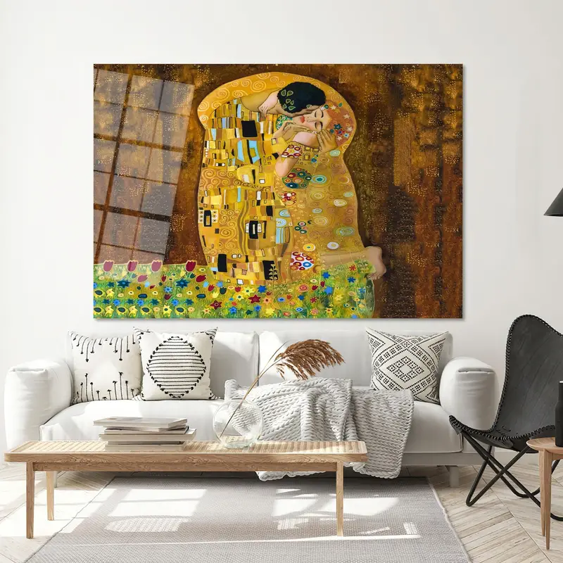 グスタフ クリムトの「接吻」キャンバス プリント - 芸術的な優雅さ