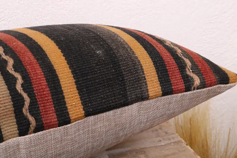 Kilim Cushion Sham, Kilim Pillow Cover, Cushion Cover, 12x24 Red Cushion, Oriental Pillow, Decorative Bolster Cushion Case, Boho Pillow - 6