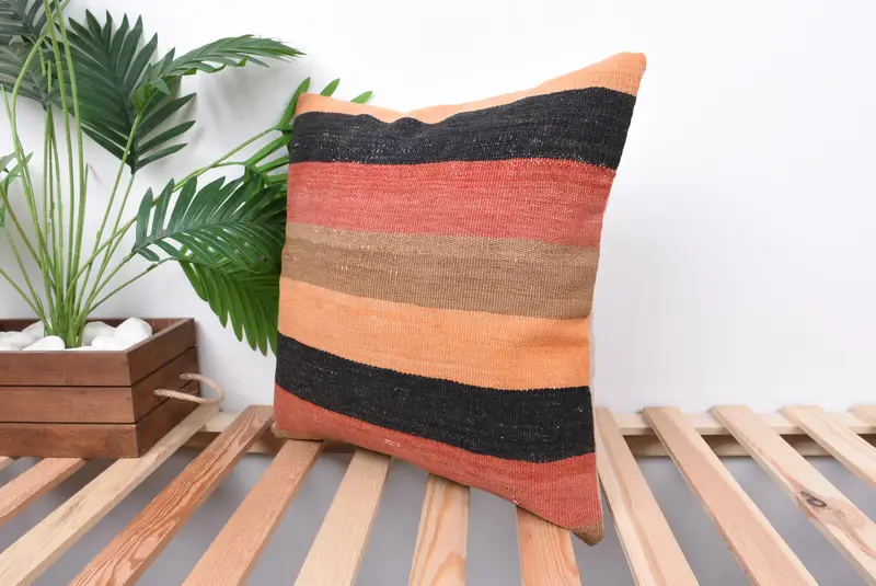 Couch Pillow, Pillow for Sofa, Cushion Cover, Throw Kilim Pillow, Decorative Cushion Cover, 18x18 Red Pillow Cover, Handmade Kilim Cushion - 5
