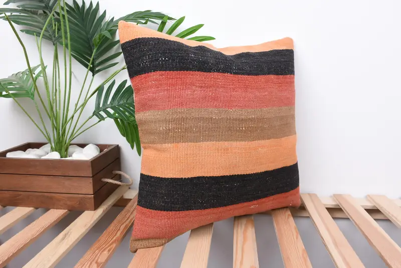 Couch Pillow, Pillow for Sofa, Cushion Cover, Throw Kilim Pillow, Decorative Cushion Cover, 18x18 Red Pillow Cover, Handmade Kilim Cushion - 4