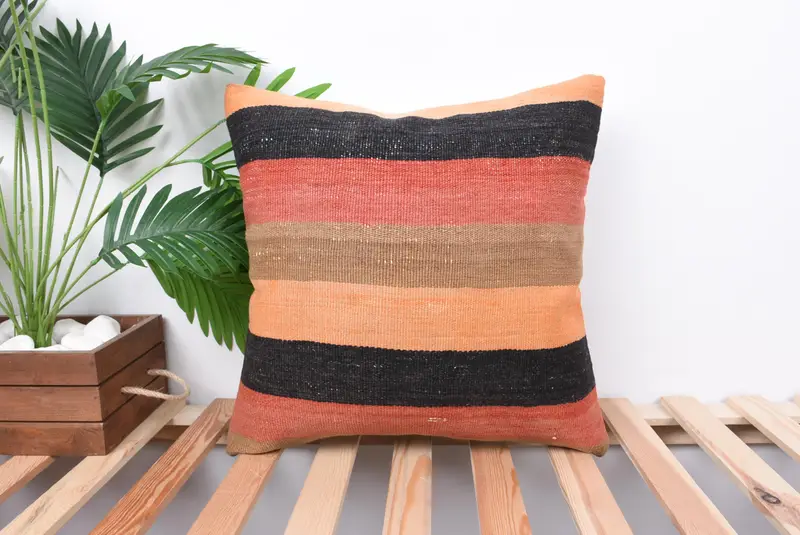 Couch Pillow, Pillow for Sofa, Cushion Cover, Throw Kilim Pillow, Decorative Cushion Cover, 18x18 Red Pillow Cover, Handmade Kilim Cushion - 1