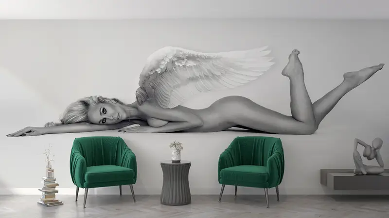 Naked Woman Wall Paper, Wall Paper Peel and Stick, Paper Wall Art, Smutty Wall Poster, 3d Wall Paper, Sexy Woman Wall Mural, Mature Art - 4