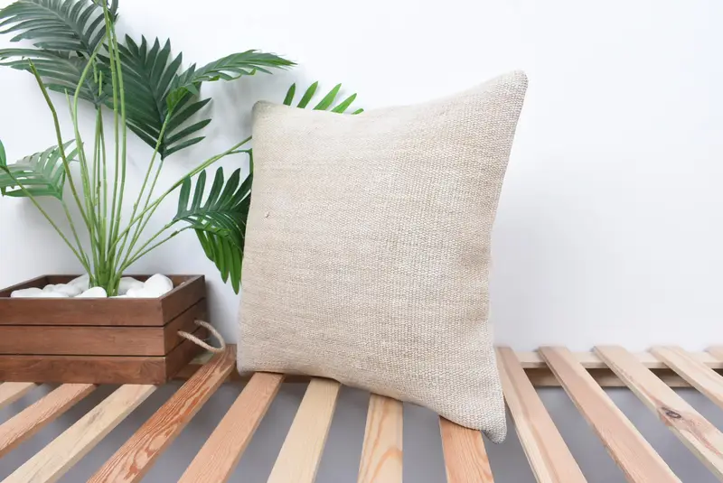 Sofa Bolster Pillow, Vintage Kilim Pillow, 18x18 White Pillow Case, Pillow Case, Throw Kilim Pillow, Turkish Kilim Pillow, Floor Cushion Cover - 5