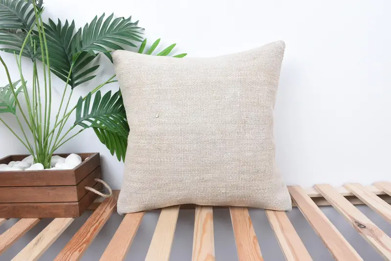 Sofa Bolster Pillow, Vintage Kilim Pillow, 18x18 White Pillow Case, Pillow Case, Throw Kilim Pillow, Turkish Kilim Pillow, Floor Cushion Cover - 1