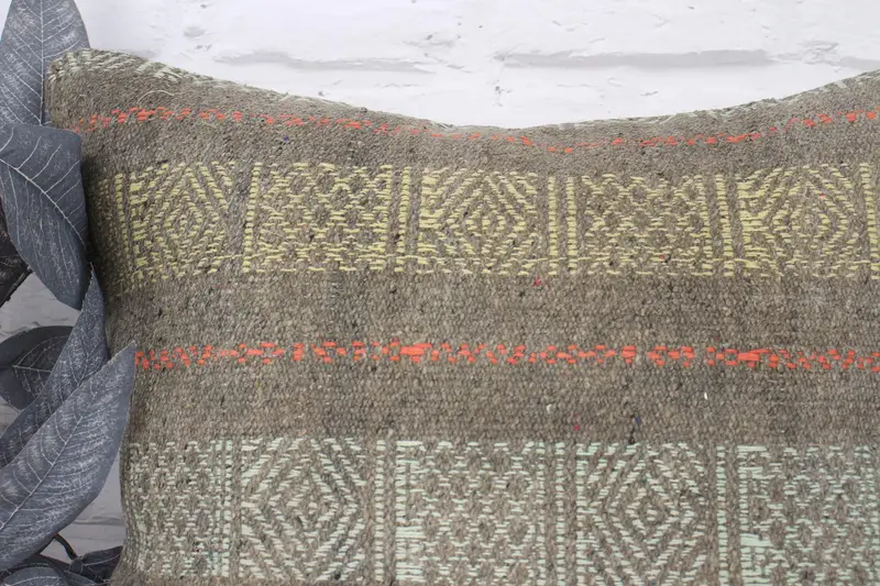 Nomadic Cushion Case, Boho Pillow, 20x20 Yellow Pillow Cover, Handwoven Pillow, Pillow Case, Handmade Pillow, Antique Pillows, Throw Kilim Pillow - 2