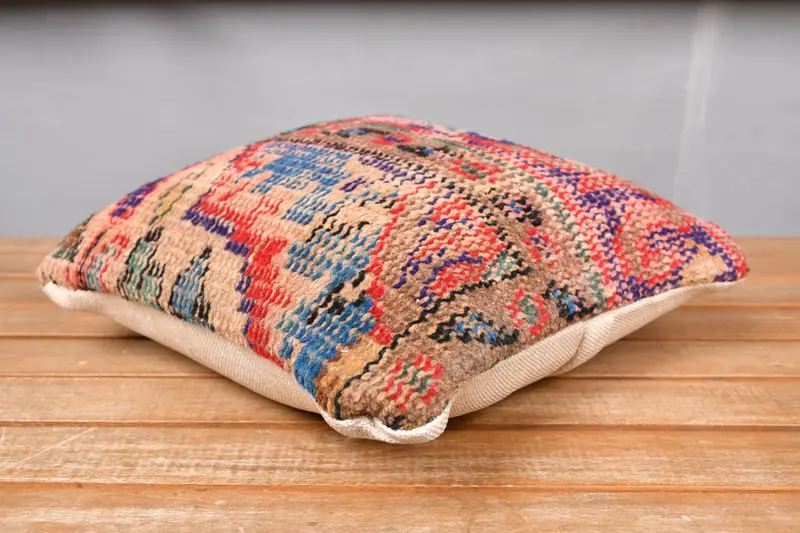Turkish Pillow, Pillow Sham, Vintage Throw Cushion Cover, Turkish Kilim Pillow, 12x12 Blue Cushion, Antique Pillows, Ethnic Cushion - 4