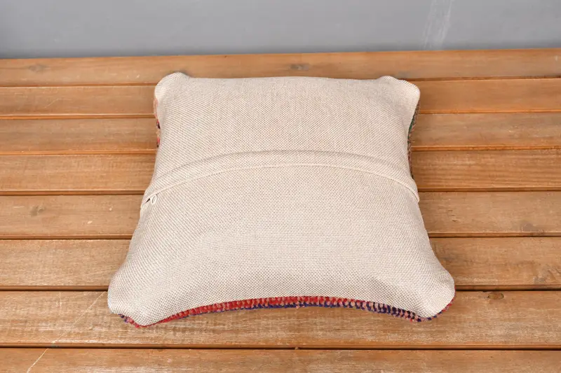 Turkish Pillow, Pillow Sham, Vintage Throw Cushion Cover, Turkish Kilim Pillow, 12x12 Blue Cushion, Antique Pillows, Ethnic Cushion - 5