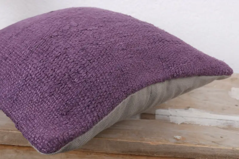 Meditation Pillow, Turkish Pillow, Pillow Sham, Garden Pillow Case, Boho Pillow, Kilim Cushion Sham, 12x12 Purple Cushion Case, Neutral Pillow Sham - 6