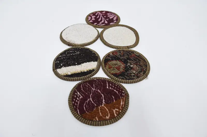 White and Brown Striped Coasters, Durable and Stylish Table Coasters